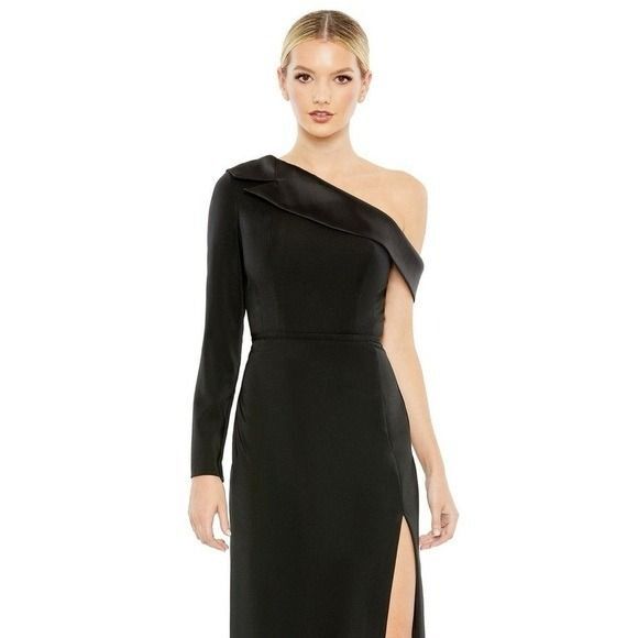 Ieena 26726 Mac Duggal Black Long Sleeve Drop Shoulder Evening Gown Size 14 NEW - Picture 5 of 11